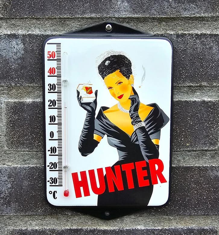 Hunter emaille thermometer, Verzamelen, Merken en Reclamevoorwerpen, Verzenden