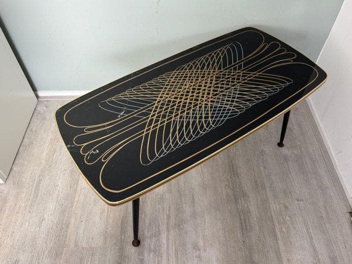 Table - Verre, Bois, Métal - Table basse vintage des années, Antiquités & Art, Art | Objets design