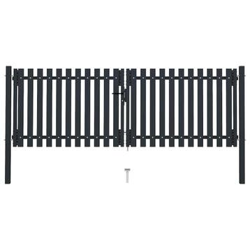 vidaXL Dubbele poort met deur staal 300x75 cm antraciet, Verzenden, Nieuw