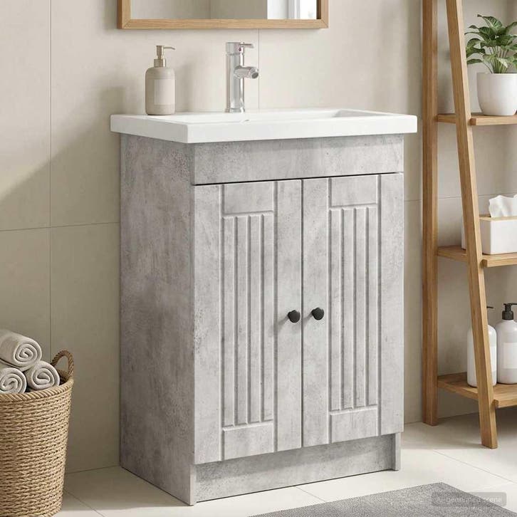 vidaXL Badkamer onder Wastafel Kast Betongrijs 56 x 37,5 x, Maison & Meubles, Tables | Coiffeuses, Envoi