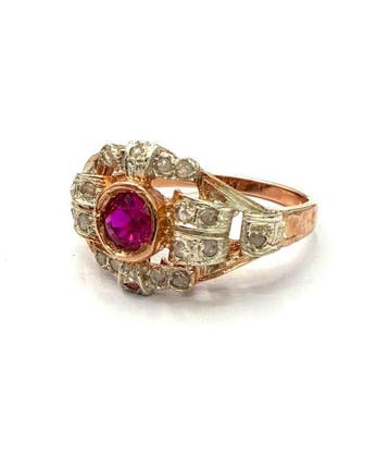 Zonder minimumprijs - Ring - 9 kt. Roségoud, Witgoud Spinel, Nieuw