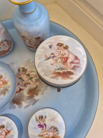 Toiletset (7) - Opaline glas - Napoleon III-tijdperk, Antiek en Kunst