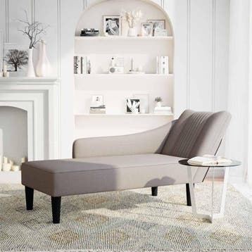 vidaXL Chaise longue met rechterarmleuning stof taupe, Verzenden