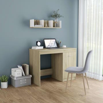 vidaXL Bureau 100x50x76 cm bewerkt hout sonoma eikenkleurig, Huis en Inrichting, Verzenden, Nieuw
