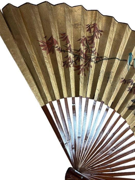 Handwaaier - A Canne - Bamboe, Papier, Antiquités & Art, Curiosités & Brocante