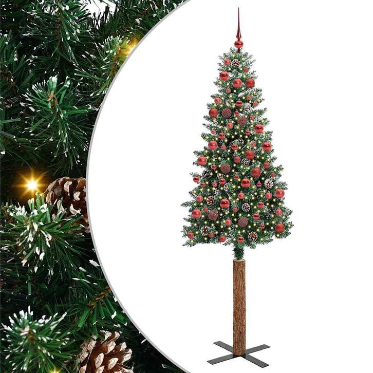vidaXL Slanke Kerstboom Groen 180 cm PVC en massief, Diversen, Kerst, Nieuw, Verzenden