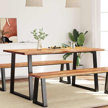 vidaXL Eettafel met natuurlijke rand 160x80x75 cm massief, Verzenden