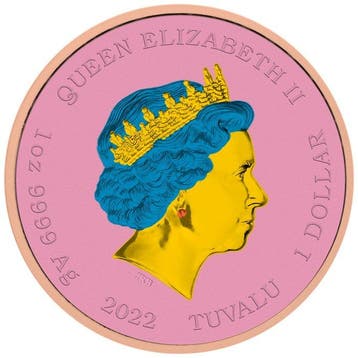 Tuvalu. 1 Dollar 2022 The Simpsons Seasons Greetings Pink 1