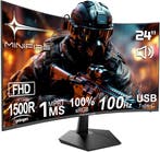 Gaming Monitor - Beeldscherm computer - 24 inch - Curved - 1, Maison & Meubles, Verzenden
