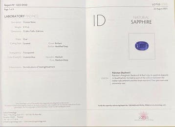 1 pcs Bleu, Violet Saphir - 3.11 ct - Lotus Gemology
