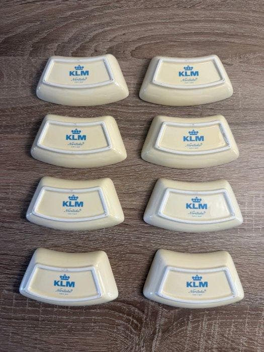 Bord - Porselein - Vintage acht KLM Business Class, Antiek en Kunst, Antiek | Wandborden en Tegels