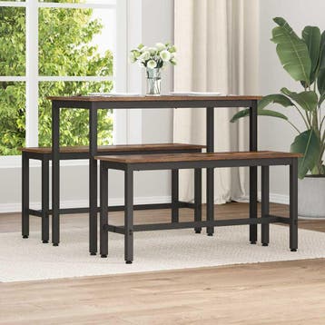 vidaXL Eetbank 100 x 32,5 x 48,5 cm Engineered hout en staal, Verzenden