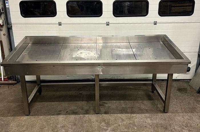 RVS Vistoonbank, Vis vitrine, Display, Tafel, B255,5 x D109, Electroménager, Réfrigérateurs & Frigos