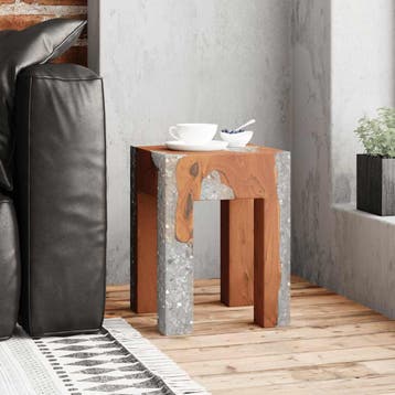 vidaXL Kruk massief teakhout en hars, Huis en Inrichting, Verzenden, Nieuw