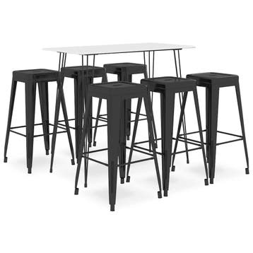vidaXL 7-delige Barset wit en zwart, Verzenden