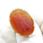 Argent, Bague cameo victorien Grand Tour – Cornaline, Eros,