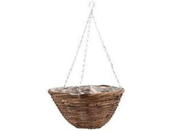 Veiling - 2x Hangende bloempot Rotan bruin 35 cm, Nieuw