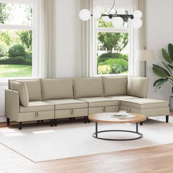 vidaXL Woonkamer Meubelset 5 st Zand Stof, Huis en Inrichting, Verzenden, Nieuw
