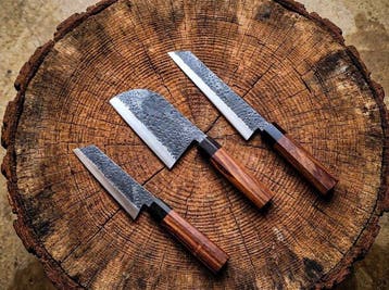 Set of Three, Hand-Forged with Old Steel- Chefs knife -