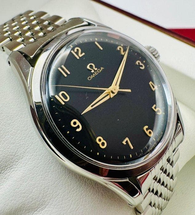 Omega - Vintage Jumbo - Black Gilt Dial - cal. 266 - Sans, Handtassen en Accessoires, Horloges | Heren