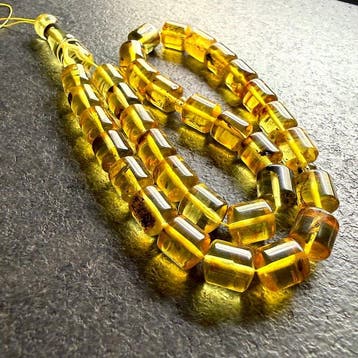 Tasbih en ambre baltique naturelle, pierre entière, 40,61 g,