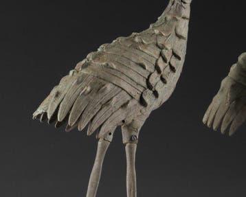 Tuinornamenten in de vorm van kraanvogels. - Brons - Japan -