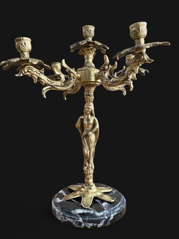 Kandelaber (2) - Verguld brons - Hoogte 35 cm