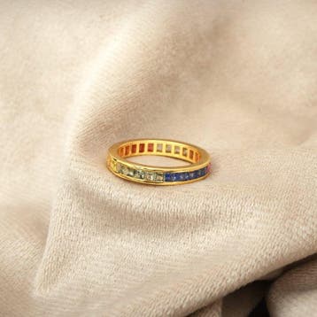 Eeuwigheidsring - 14 karaat Geel goud - 3.10ct. tw. Saffier