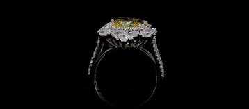 Ring - 14 karaat Witgoud - 10.03ct. tw. Geel Diamant (Fancy