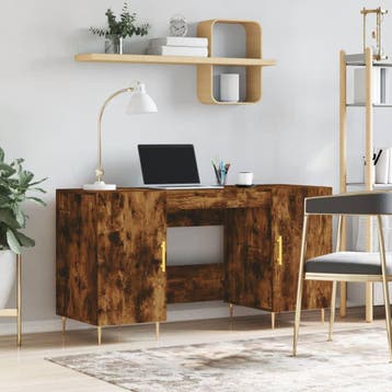 vidaXL Bureau 140x50x75 cm bewerkt hout gerookt eikenkleurig, Verzenden