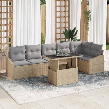 vidaXL Tuinbank Set 7 st Beige en Lichtgrijs, Verzenden