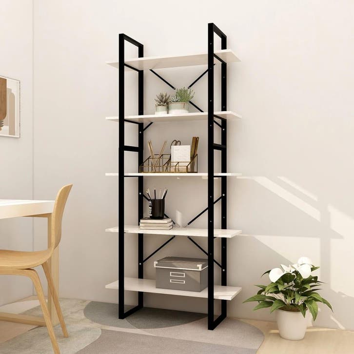vidaXL Boekenkast met 5 schappen 80x30x175 cm grenenhout wit, Huis en Inrichting, Kasten | Boekenkasten, Nieuw, Verzenden
