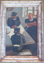 Austris school (XX) Circle of Alfons Walde - Bauern am Tisch