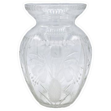 Dodo Vintage Art Deco Glasvase Mit Schliffdekor Und Floralen, Huis en Inrichting, Verzenden, Gebruikt, Overige kleuren, Glas