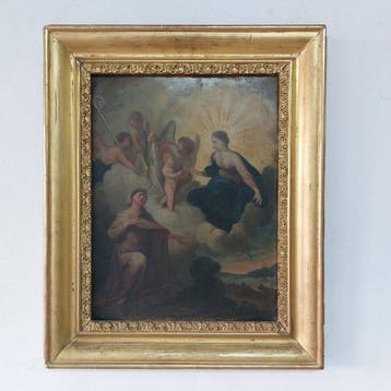 Seguace Carlo Maratta (XVII) - Apparizione della Madonna, Antiek en Kunst