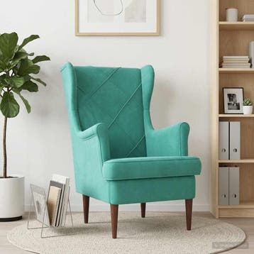 vidaXL Fauteuil Turquoise Fluweel, Huis en Inrichting, Verzenden, Nieuw