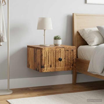 vidaXL Muurbevestigde Nachttafel 2 st Oud hout 33 x 34,5 x, Verzenden