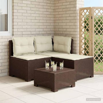 vidaXL 3-Zits Tu bank met Kussens Rattan Look 3-zits PP, Verzenden, Nieuw
