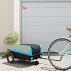 vidaXL Fietstrailer 30 kg ijzer zwart en blauw, Verzenden, Nieuw