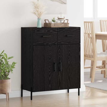 vidaXL Dressoir Zwart Eiken 69,5 x 34 x 90 cm Bewerkt hout, Verzenden