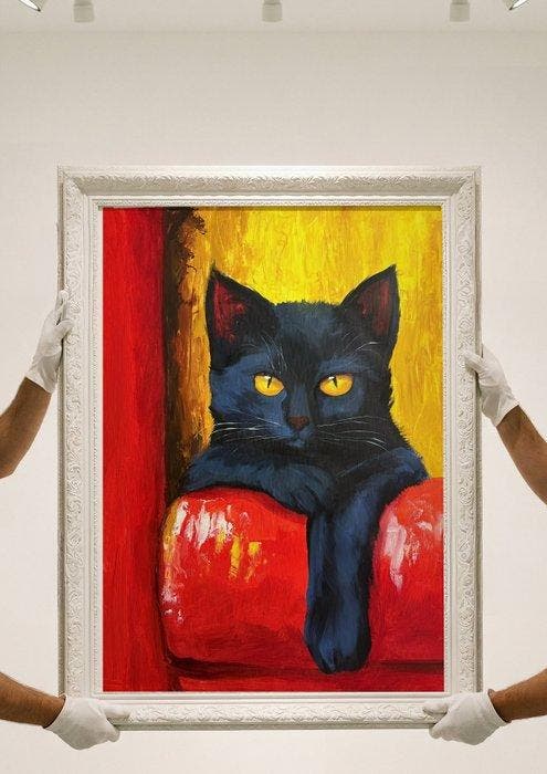 E. García - La mirada del gato XL (no reserve), Antiquités & Art, Art | Peinture | Moderne