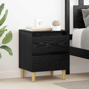 vidaXL Bedkast Zwart Eiken 40 x 35 x 50 cm Bewerkt hout, Verzenden