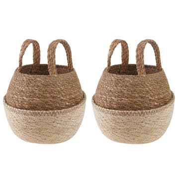 vidaXL Plantenpot met handvatten 2 st Wit Ø 22 x 20 cm 100%, Verzenden