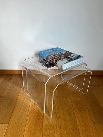 Tables gigognes - Lucite - Ensemble de deux tables vintage.