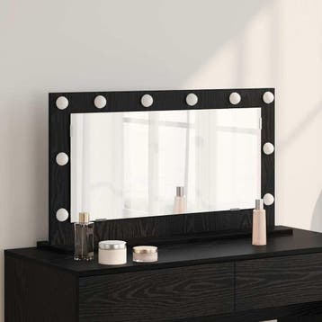vidaXL Make-up Spiegel Zwart Eiken 80 x 45 x 18 cm, Verzenden, Nieuw
