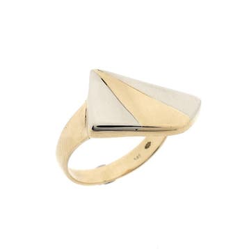 Bicolor gouden fantasiering., Handtassen en Accessoires, Ringen, Gebruikt, Ophalen of Verzenden, 17 tot 18, Dame