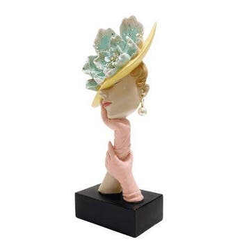 sculptuur, French Style Lady Bust – Elegant Floral Resin