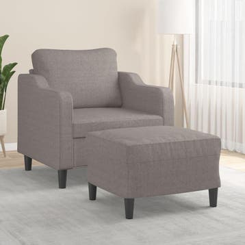 vidaXL Fauteuil met voetenbank / zetel 60 cm stof taupe, Verzenden