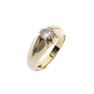 Witgouden solitairring met diamant; 0,50 ct., Handtassen en Accessoires, Ringen, 18 tot 19, Gebruikt, Ophalen of Verzenden, Met edelsteen