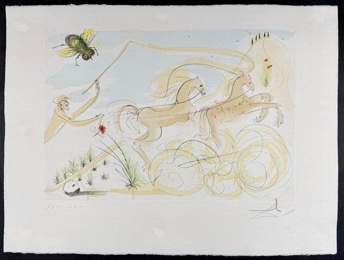 Salvador Dali (1904-1989) - Le cheval et la mouche (La, Antiquités & Art, Antiquités | Autres Antiquités